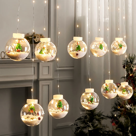 Silicon Christmas tree ball curtain light warm white electric operated