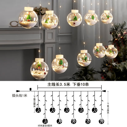 Silicon Christmas tree ball curtain light warm white electric operated