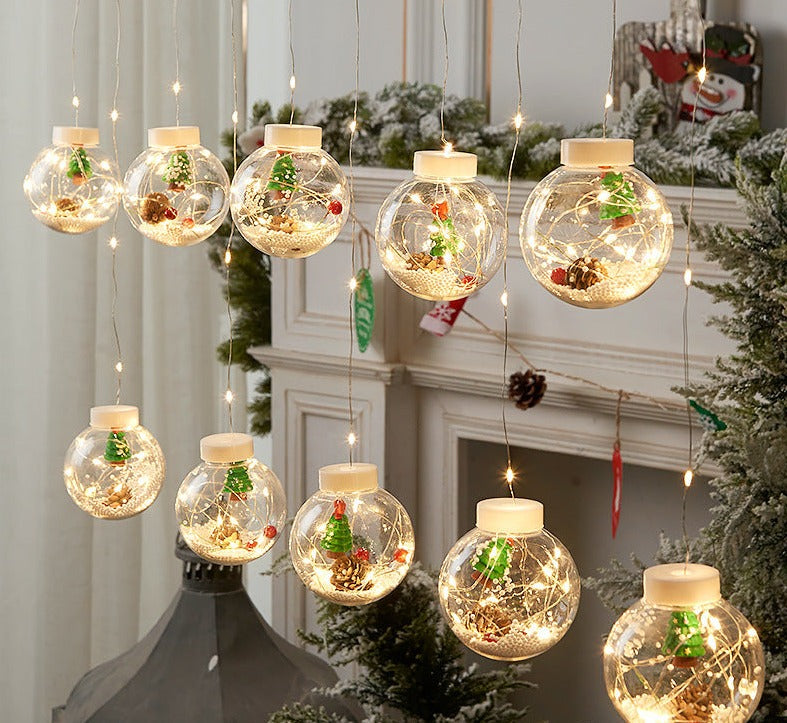 Silicon Christmas tree ball curtain light warm white electric operated