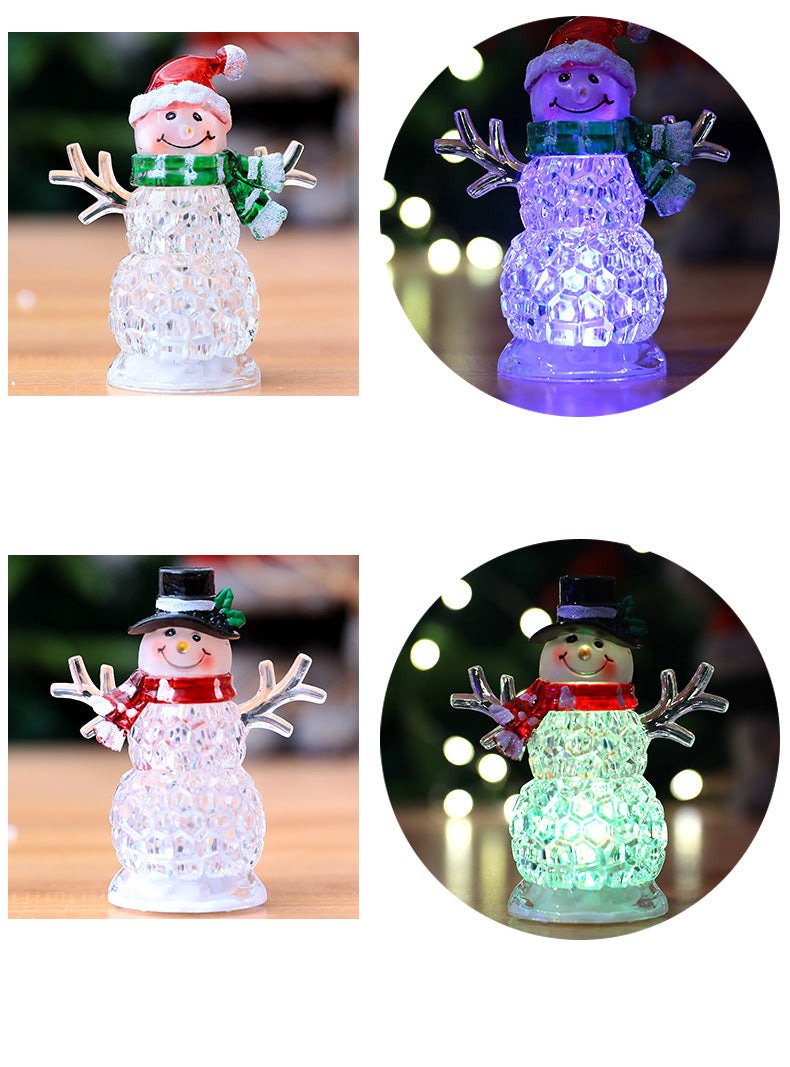 Santa And Snowman  Acrylic Multi Color Light Showpiece Battery Operated - Sold Individually