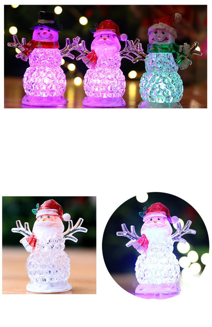 Santa And Snowman  Acrylic Multi Color Light Showpiece Battery Operated - Sold Individually