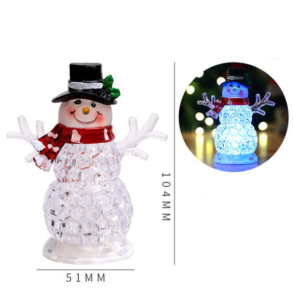 Santa And Snowman  Acrylic Multi Color Light Showpiece Battery Operated - Sold Individually