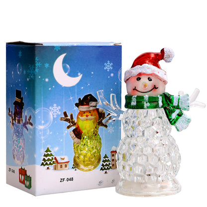 Santa And Snowman  Acrylic Multi Color Light Showpiece Battery Operated - Sold Individually