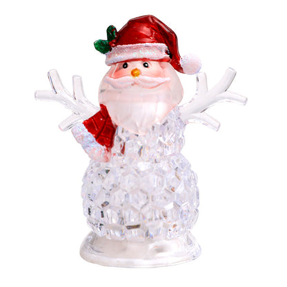 Santa And Snowman  Acrylic Multi Color Light Showpiece Battery Operated - Sold Individually