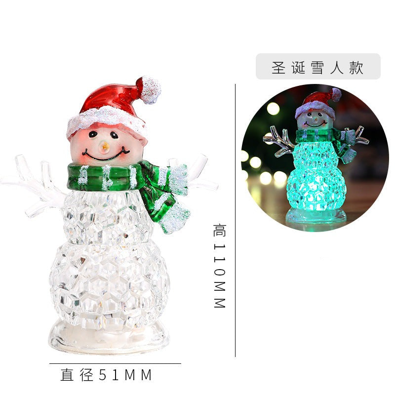 Santa And Snowman  Acrylic Multi Color Light Showpiece Battery Operated - Sold Individually