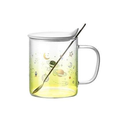 Galaxy Transparent Mug With Lid And Spoon