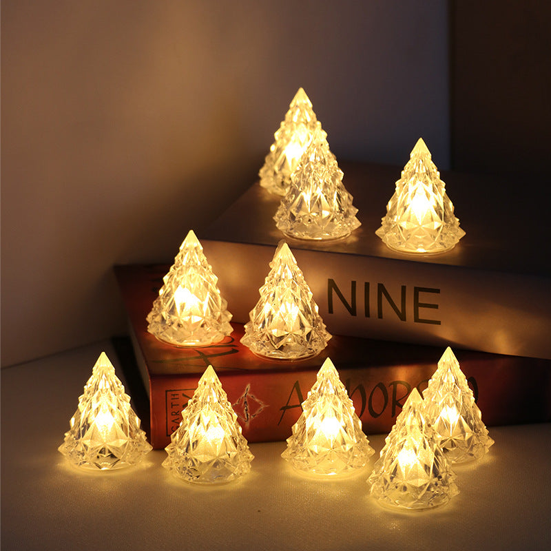 24PCS Christmas Tree LED Light Electronic Crystal Candles Light Party Atmosphere Lamp Wedding Souvenirs Gift