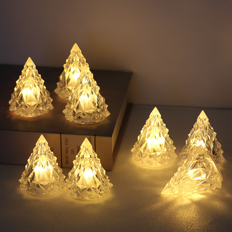 24PCS Christmas Tree LED Light Electronic Crystal Candles Light Party Atmosphere Lamp Wedding Souvenirs Gift