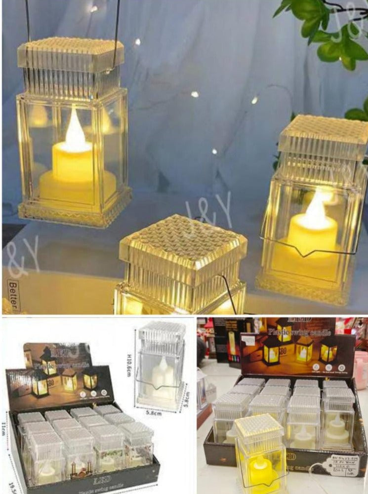 Christmas Vintage acrylic lantern shape candle 12 pcs box battery Operated Warm white - 12 PCS BOX