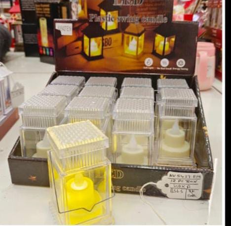 Christmas Vintage acrylic lantern shape candle 12 pcs box battery Operated Warm white - 12 PCS BOX