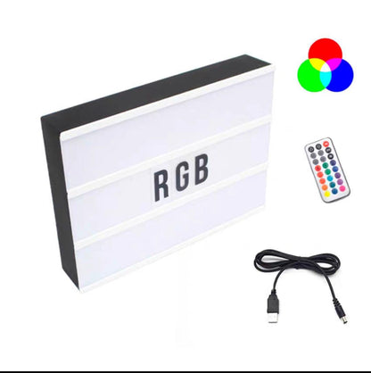 16 Color Changing Light Box,  Letters & Symbols, 3 Lines, Battery Operated, White with remote