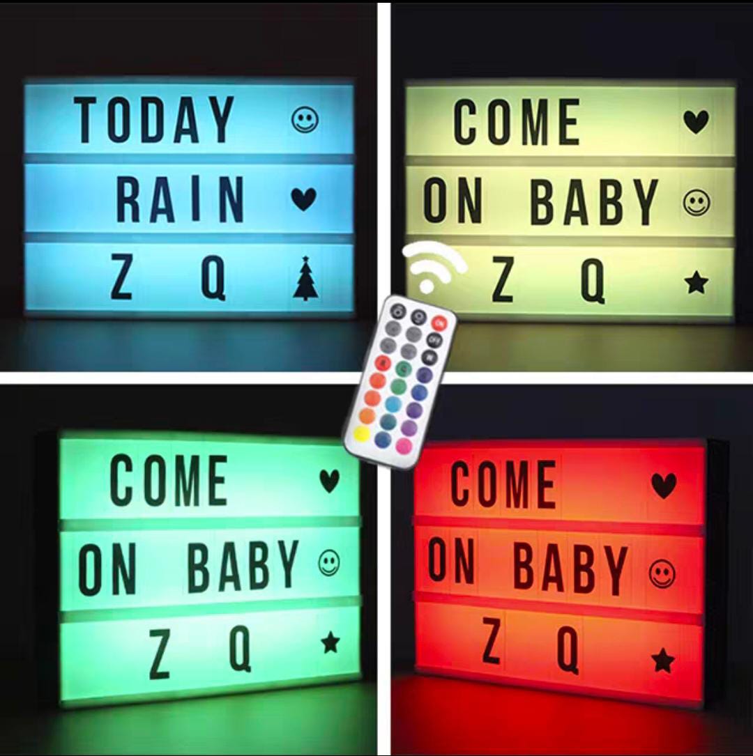 16 Color Changing Light Box,  Letters & Symbols, 3 Lines, Battery Operated, White with remote