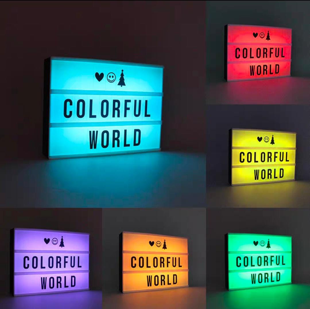 16 Color Changing Light Box,  Letters & Symbols, 3 Lines, Battery Operated, White with remote