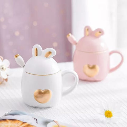 Rabbit Shaped Heart Design Ceramic Mug