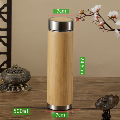 Double walled Stainless Steel Bamboo Bottle