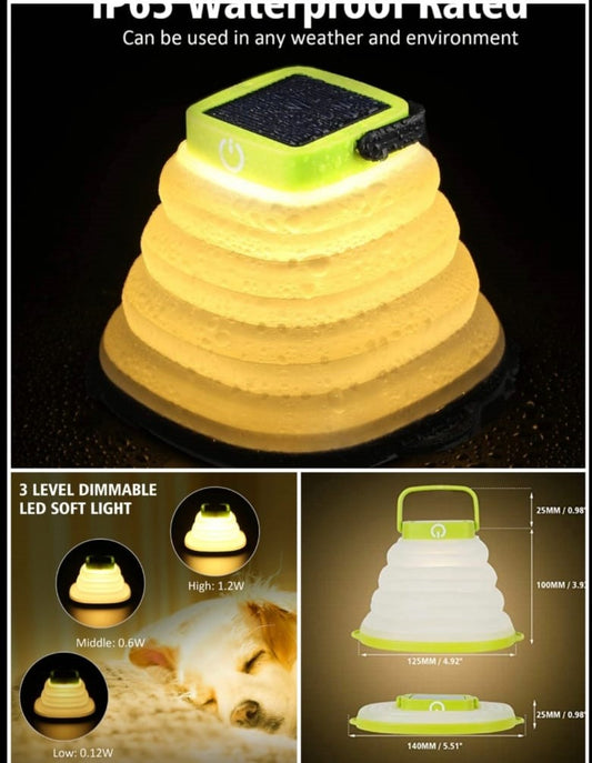 Solar collapsible warm white lamp