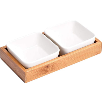 Ceramic Sauce Dish Divided Dipping Bowl Tray