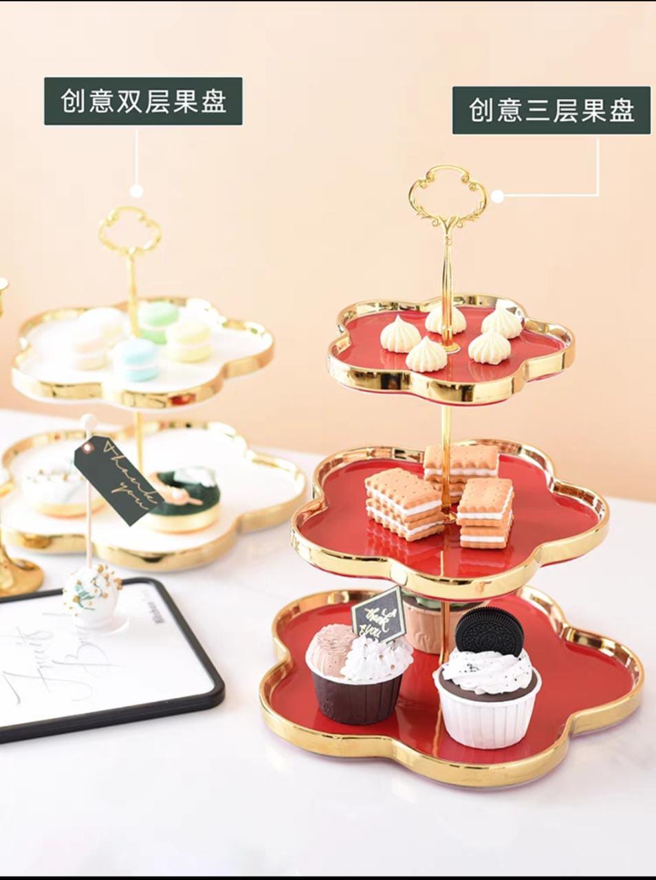 3 Tier flower shape Ceramic Cake Stand