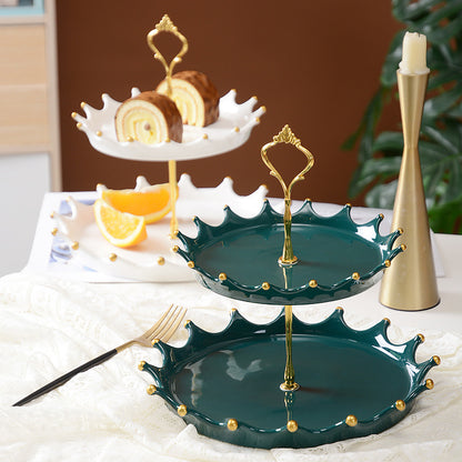 Crown Shaped 2 Tier Ceramic Platter for Stylish Serving