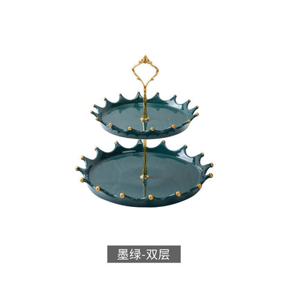 Crown Shaped 2 Tier Ceramic Platter for Stylish Serving