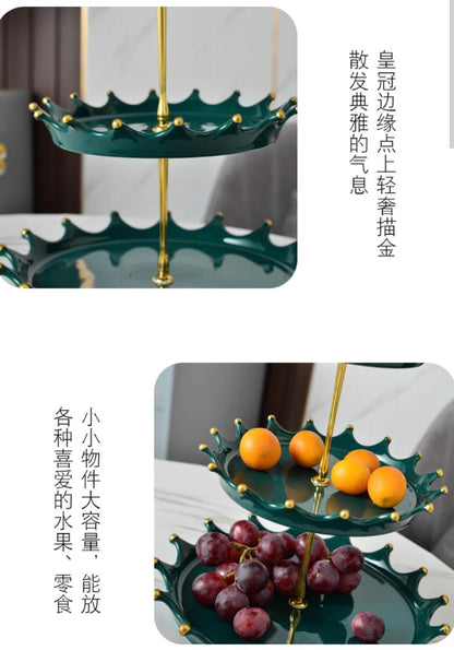 Crown Shaped 2 Tier Ceramic Platter for Stylish Serving