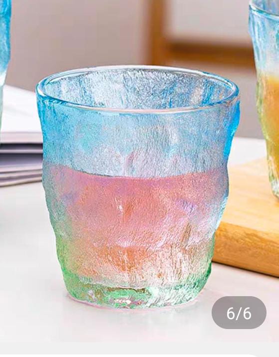 Rainbow Mist Multi-Color Fog Glass Set of 6