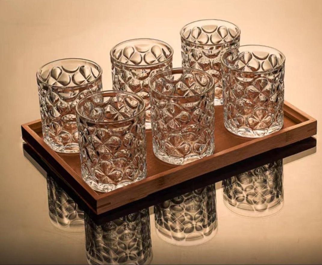 Premium Pack of 6 Whisky Glasses- Without Wooden Tray