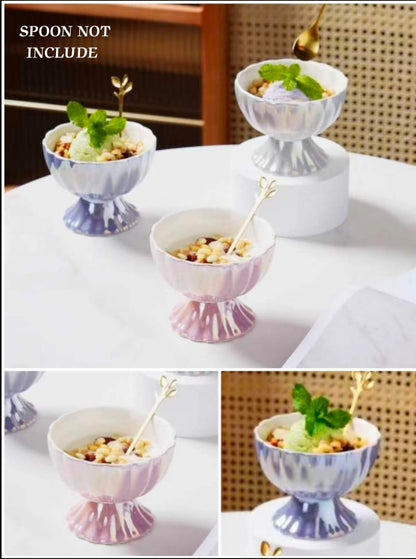 Ceramic Ice Cream Serving Bowl - Set of 2 - Spoon Not Included