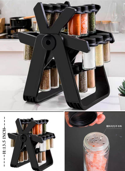 18PCS Jar Spice Rack 360°Rotating Ferris Wheel Spice Rack