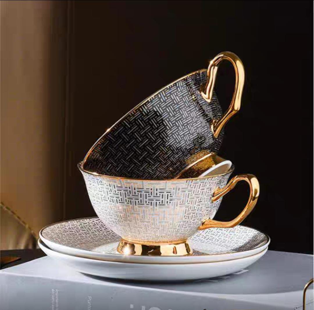 Luxury European Tea Cup, Saucer & Spoon - 1 Set - Sold Individually