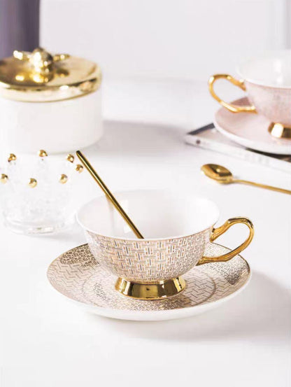 Luxury European Tea Cup, Saucer & Spoon - 1 Set - Sold Individually