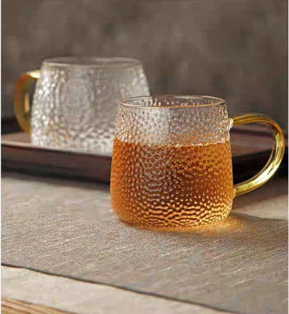 Golden Handle Glass Mug