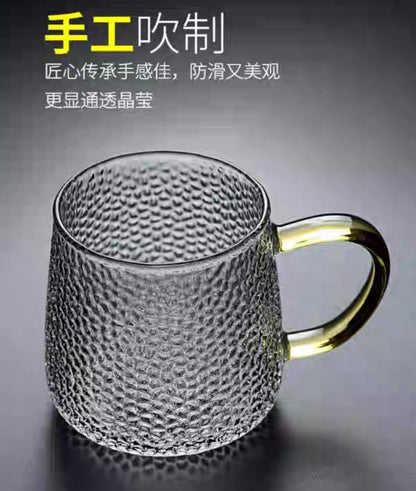 Golden Handle Glass Mug