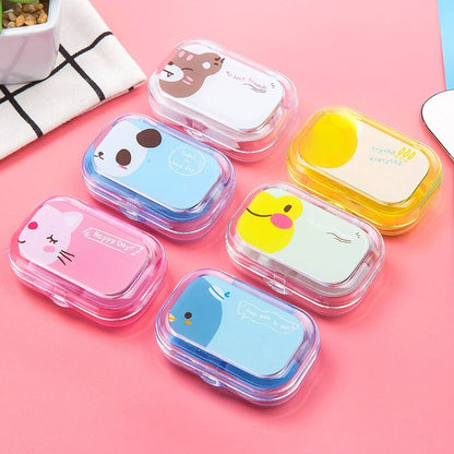 Cartoon Contact Lens Cases With Mirror Cute Contact Lens Box - Assorted