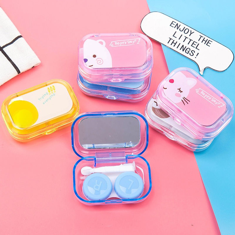 Cartoon Contact Lens Cases With Mirror Cute Contact Lens Box - Assorted