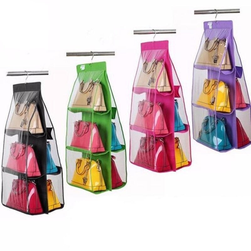 6 Pocket Foldable Hanging Purse Handbag Organizer