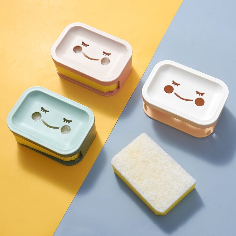 Double Layer Smiling Face Soap Box - Assorted