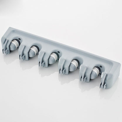 Wall Mount Plastic Hooks Mop Shelf