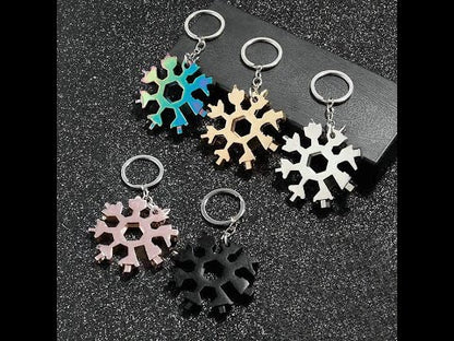 Snowflake multipurpose stainless steel tool keychain