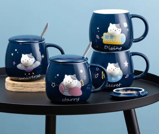 Cute Space Cat Ceramics Coffee Mug