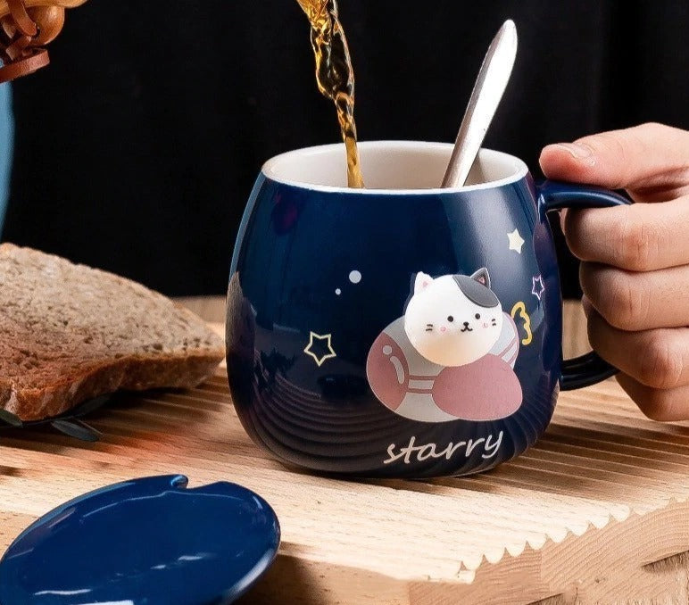 Cute Space Cat Ceramics Coffee Mug