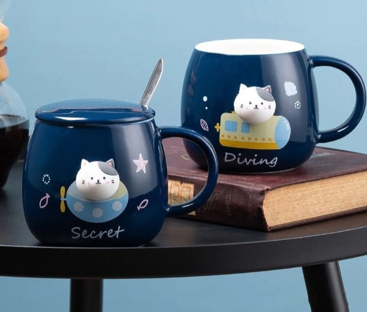 Cute Space Cat Ceramics Coffee Mug