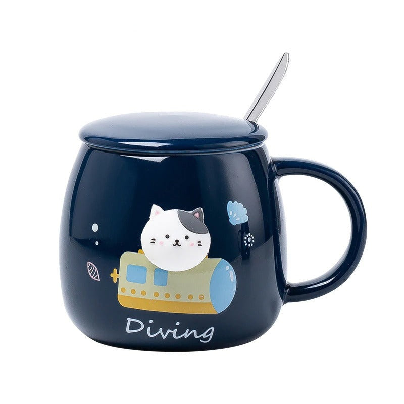 Cute Space Cat Ceramics Coffee Mug