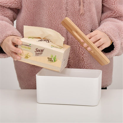 Plastic & Bamboo Tissue Box