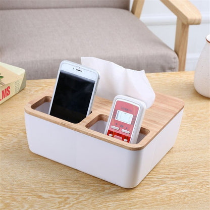 Plastic & Bamboo Tissue Box