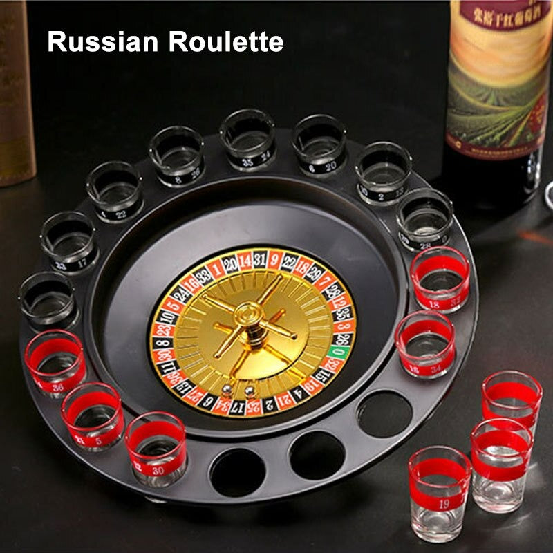 Shots Glass Roulette Drinking Game Set with 16 Shots Glasses