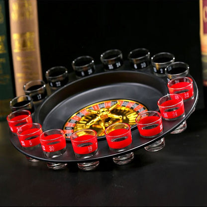 Shots Glass Roulette Drinking Game Set with 16 Shots Glasses