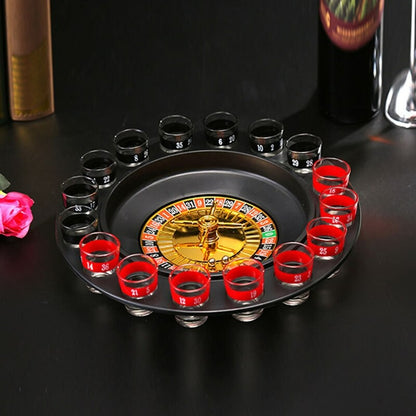 Shots Glass Roulette Drinking Game Set with 16 Shots Glasses