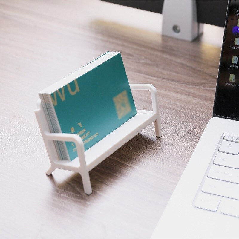 Simple White Bench Style Business Card Holder