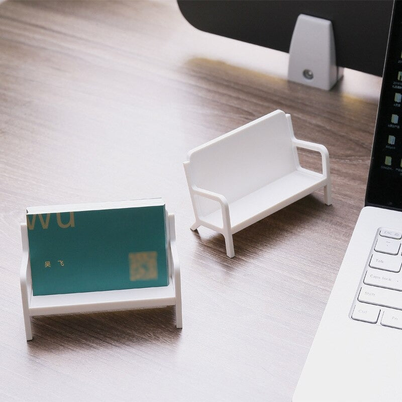 Simple White Bench Style Business Card Holder